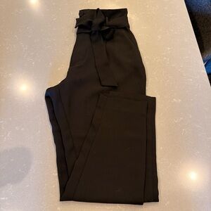 MANGO High-Waist Black Paperbag Trousers with Tie